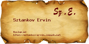 Sztankov Ervin névjegykártya